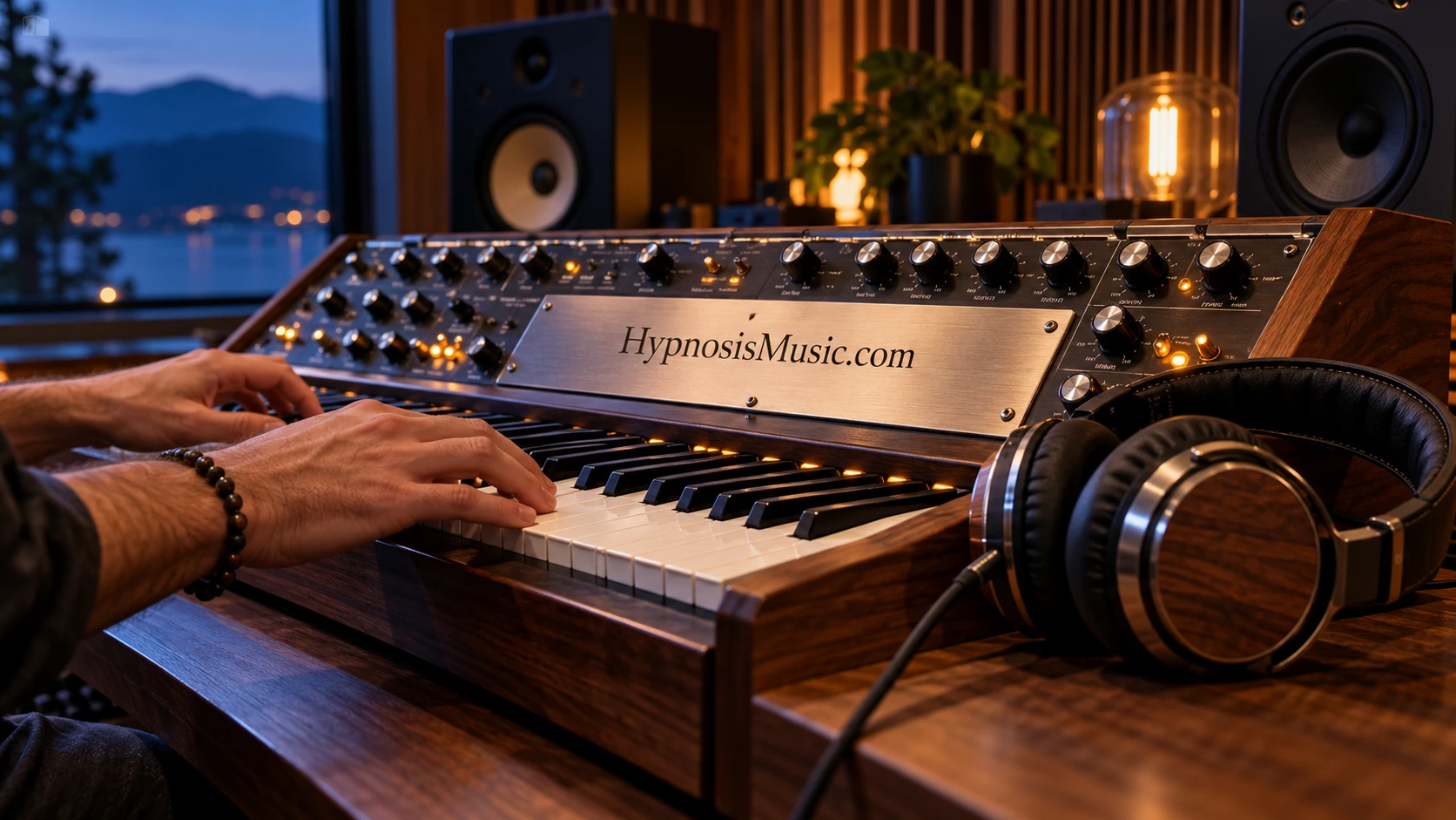 Specialist music production in a warm walnut studio